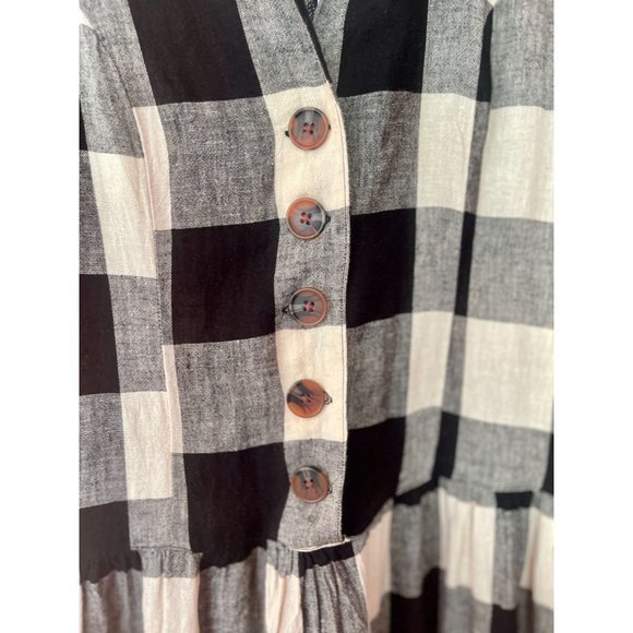 NWT Urban Outfitters Natalie Checkered Print Linen Midi Dress - Size XS - Picture 7 of 14